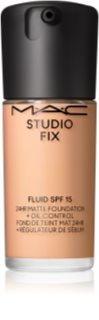 MAC Cosmetics Studio Fix Fluid SPF 15 24HR Matte Foundation + Oil Control matinis makiažo pagrindas SPF 15 atspalvis N6 30 ml