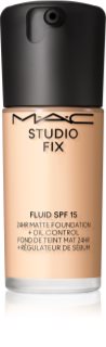 MAC Cosmetics Studio Fix Fluid SPF 15 24HR Matte Foundation + Oil Control matinis makiažo pagrindas SPF 15 atspalvis N10 30 ml