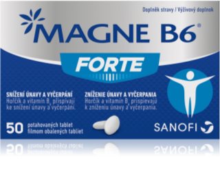 Magne B6 Forte potahované tablety pro podporu snížení míry únavy a vyčerpání, normální stav zubů, kostí a svalů 50 tbl