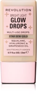 Makeup Revolution Bright Light Glow Drops iluminator lichid culoare Golden Star Dew 23 ml