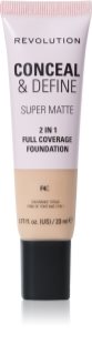 Makeup Revolution Conceal & Define zmatňujúci make-up odtieň F4C 23 ml