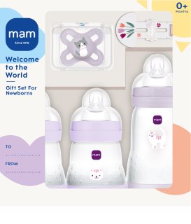 MAM Welcome to the World 0m+ ajándékszett újszülötteknek Purple