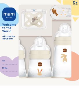 MAM Welcome to the World 0m+ dovanų rinkinys kūdikiams Purple Beige 1 vnt.