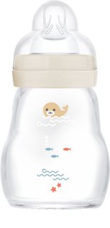 MAM Feel Good Glass Baby Bottle stiklinis buteliukas, padedantis išvengti pilvo dieglių 0m+ Beige 170 ml