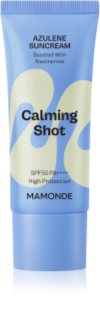 MAMONDE Calming Shot Azulene Suncream ápoló arckrém nyugtató hatással SPF 50+ 35 ml