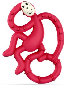 Matchstick Monkey Mini Monkey Teether dentaruolo con un ingrediente antimicrobico Ruby 1 pz