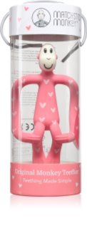 Matchstick Monkey Teething Toy and Gel Applicator hryzadielko s kefkou 2 v 1 Hearts Pink 1 ks