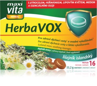 Maxi Vita Herbal SeptAngin Lišajník islandský pastilky pri bolestiach v krku 16 ks