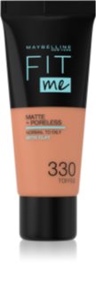 MAYBELLINE NEW YORK Fit Me! Matte+Poreless fond de teint matifiant pour peaux normales à grasses teinte 330 Toffee 30 ml