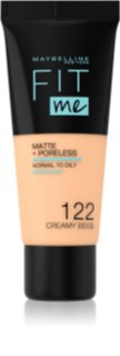 MAYBELLINE NEW YORK Fit Me! Matte+Poreless fond de teint matifiant pour peaux normales à grasses teinte 122 Creamy Beige 30 ml