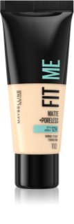 MAYBELLINE NEW YORK Fit Me! Matte+Poreless fond de teint matifiant pour peaux normales à grasses teinte 100 Warm Ivory 30 ml