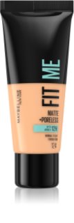 MAYBELLINE NEW YORK Fit Me! Matte+Poreless fond de teint matifiant pour peaux normales à grasses teinte 124 Soft Sand 30 ml