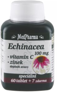 MedPharma Echinacea 100 mg + vitamin C + zinek tablety pro podporu imunitního systému, krásnou pleť a nehty