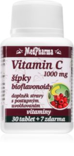 MedPharma Vitamin C 1000 mg s šípky tablety pro normální funkci imunitního systému a ochranu buněk před oxidativním stresem 37 tbl