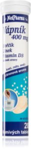 MedPharma Vápnik 400 mg + horčík + zinok + vitamín D3 šumivé tablety výživový doplnok 20 tbl