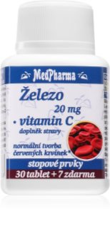 MedPharma Železo 20mg + vitamin C tablety pre normálnu tvorbu červených krviniek a hemoglobínu