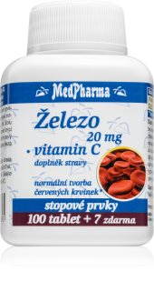 MedPharma Železo 20mg + vitamin C tablety pro normální tvorbu červených krvinek a hemoglobinu 107 tbl