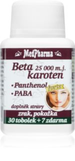 MedPharma Beta karoten 25 000 m.j. +Panthenol+PABA tobolky k udržování normálního stavu vlasů, pokožky a sliznic