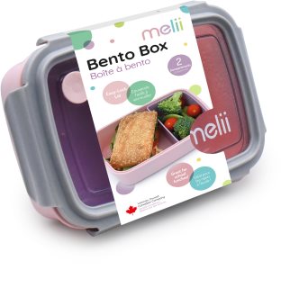 Melii Bento Box caserolă de mâncare Pink, Purple, Gray 880 ml