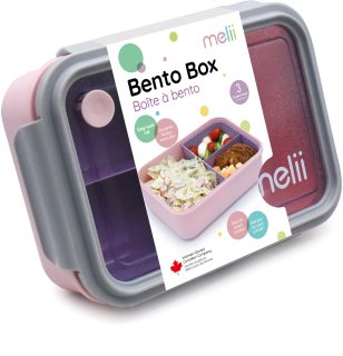 Melii Bento Box pudełko śniadaniowe Pink, Purple, Gray 1250 ml