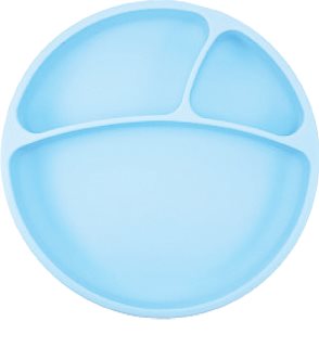 Minikoioi Puzzle Plate Blue bord met vakjes met zuignap 1 st
