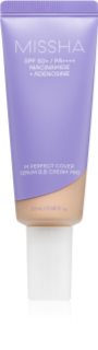 Missha M Perfect Cover Serum BB Cream Pro Crema BB ce ofera aspect perfect pielii SPF 50+ culoare #19 20 ml