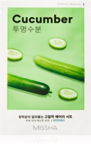 Missha Airy Fit Cucumber φύλλο μάσκας με ενυδατική και αναζωογονητική επίδραση για ξηρή επιδερμίδα 19 γρ