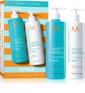 Moroccanoil Repair Shampoo & Conditioner Duo rinkinys pažeistiems, chemiškai sušukuotiems plaukams