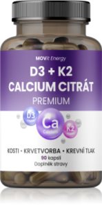 Movit Energy Vitamín D3 + K2 + Calcium Citrát Premium kapsle pro podporu imunity a optimální růst i vývin kostí 90 cps