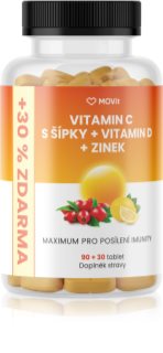Movit Energy Vitamín C 1200 mg so šípkami + Vitamín D + Zinok PREMIUM komplex minerálov 120 cps