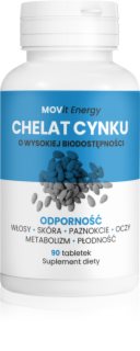 Movit Energy Chelat Cynku tabletki dla wsparcia układu odpornościowego, pięknych włosów, skóry i prawidłowego stanu zębów 90 tabletek