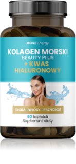 Movit Energy Kolagen Morski Beauty Plus + Kwas Hialuronowy tabletki na włosy, skórę i paznokcie 90 tabletek