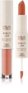 MUA Makeup Academy Multi Lip Nude Edition дълготрайно червило и гланц за устни дуо цвят Caramel 3.2 гр.