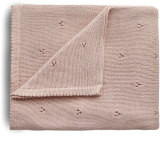 Mushie Knitted Pointelle Baby Blanket pletená deka pro děti Blush 80 x 100cm 1 ks