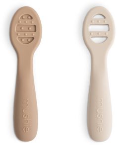 Mushie First Feeding Baby Spoons karotīte Natural/ Shifting Sand 6m+ 2 gab.