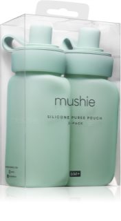Mushie Silicone Puree Pouch znovuplnitelné silikonové kapsičky na pyré Cambridge Blue 2 ks