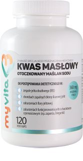 MyVita Kwas masłowy 360 mg kapsułki do normalizacji fizjologicznych funkcji ścian jelit 120 caps.