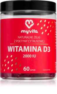 MyVita Naturalne Żelki Witamina D3 2000 IU żelki do żucia dla prawidłowego funkcjonowania układu odpornościowego, stanu kości i pracy mięśni 60 szt.