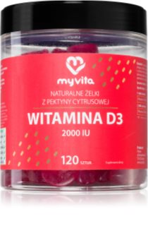 MyVita Naturalne Żelki D3 2000 iu miękkie kapsułki do żucia dla prawidłowego funkcjonowania układu odpornościowego, stanu kości i pracy mięśni 120 tabletek