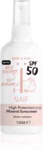 Naif Baby & Kids Mineral Sunscreen SPF 50 spray abbronzante non profumato per neonati 0 % perfume 100 ml