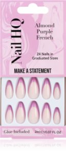 Nail HQ Almond Purple French Umjetni nokti s ljepilom i aplikatorom 24 kom