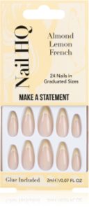 Nail HQ Almond Lemon French umělé nehty s lepidlem 24 ks