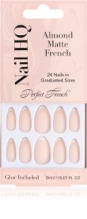 Nail HQ Almond Matte French műköröm ragasztóval 24 db