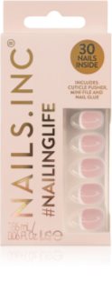 Nails Inc. #NailingLife Press-On Nails műköröm árnyalat Classic Kim Classic French Tip Square-Shaped 33 db