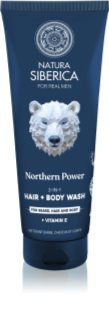 Natura Siberica Arctic Wild Northern Power Vaskegel til hår, skæg og krop til mænd 200 ml
