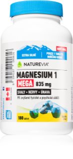 NatureVia Magnesium 1 Mega 835mg tablety pro podporu normální činnosti nervové soustavy, svalů, zubů a snížení míry únavy