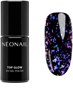 NEONAIL Top Glow gélový vrchný lak na nechty odtieň Violet Aurora Flakes 7.2 ml