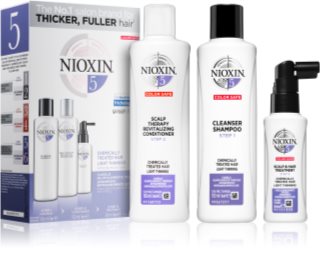 Nioxin System 5 Color Safe Chemically Treated Hair Light Thinning setti (normaalien ja vahvojen, luonnollisten ja kemiallisesti käsiteltyjen hiusten lievään ohenemiseen) unisex