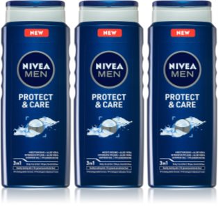 Nivea MEN Protect & Care gel de douche pour homme 3 x 500 ml(conditionnement avantageux)
