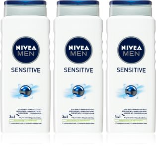Nivea MEN Sensitive gel de douche pour homme 3 x 500 ml(conditionnement avantageux)